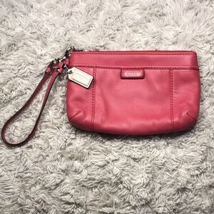 Coach Pink/Coral Leather Wristlet